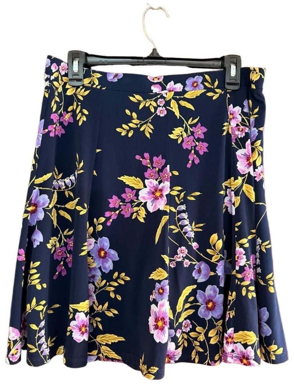 Susan Graver Floral Print A-Line Midi Skirt